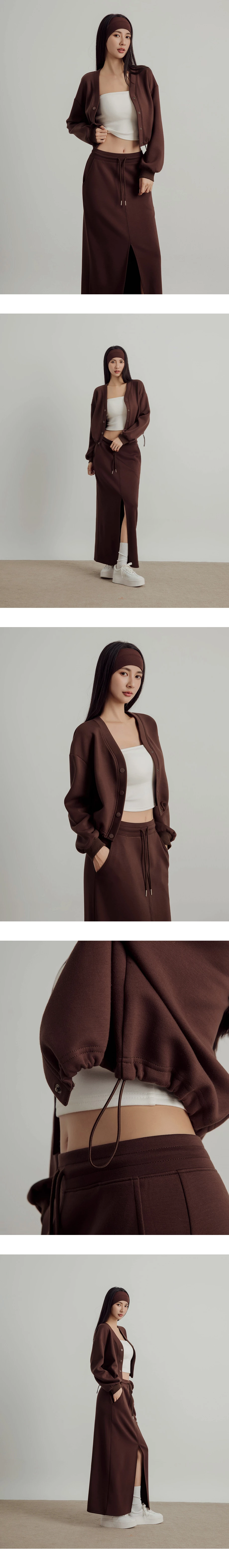 Cropped Button Down Cardigan Jacket with Adjustable Drawstring Hem Cropped Button Down Cardigan Jacket with Adjustable Drawstring Hem