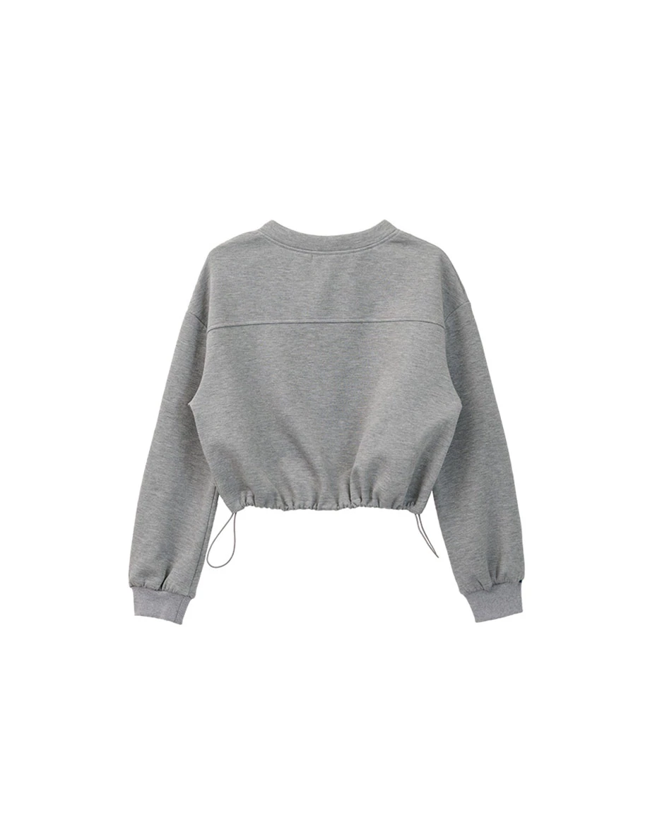 Cropped Button Down Cardigan Jacket with Adjustable Drawstring Hem Cropped Button Down Cardigan Jacket with Adjustable Drawstring Hem