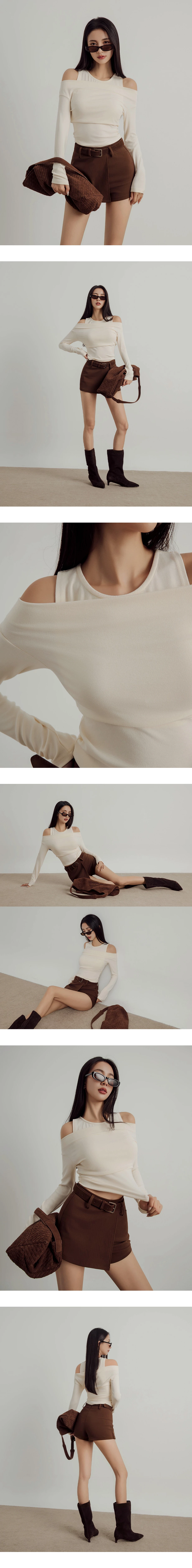 Faux 2 Piece Off Shoulder Long Sleeve Top Faux 2 Piece Off Shoulder Long Sleeve Top