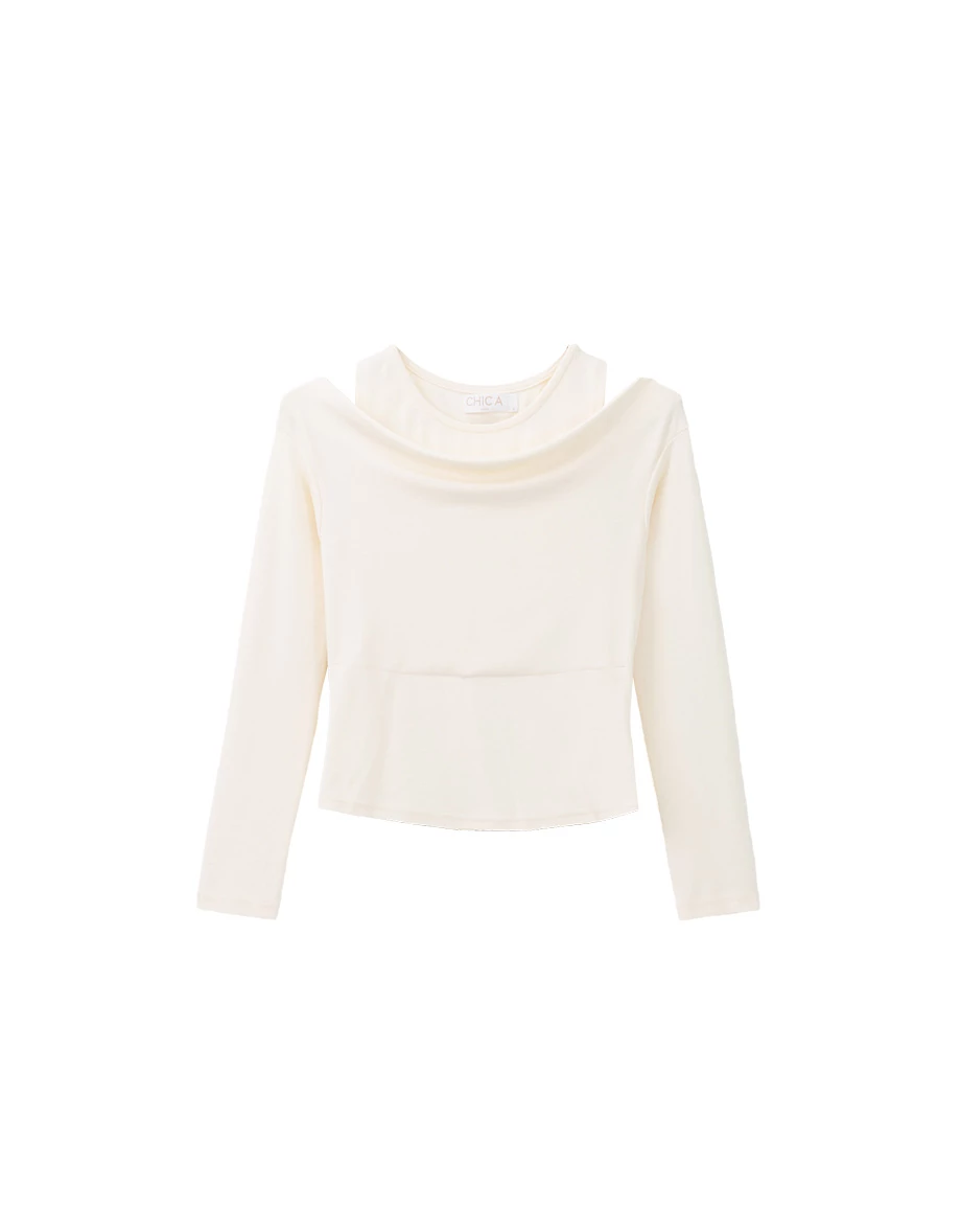 Faux 2 Piece Off Shoulder Long Sleeve Top