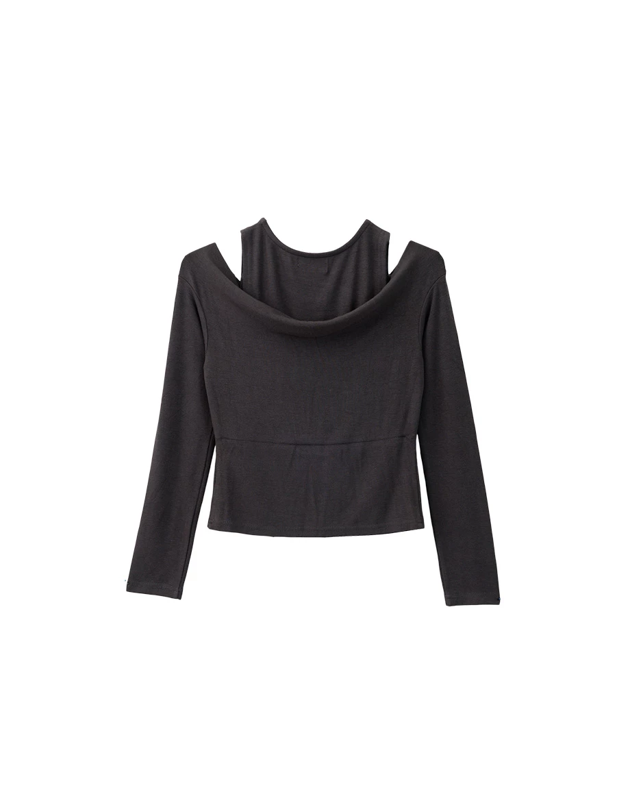 Faux 2 Piece Off Shoulder Long Sleeve Top Faux 2 Piece Off Shoulder Long Sleeve Top