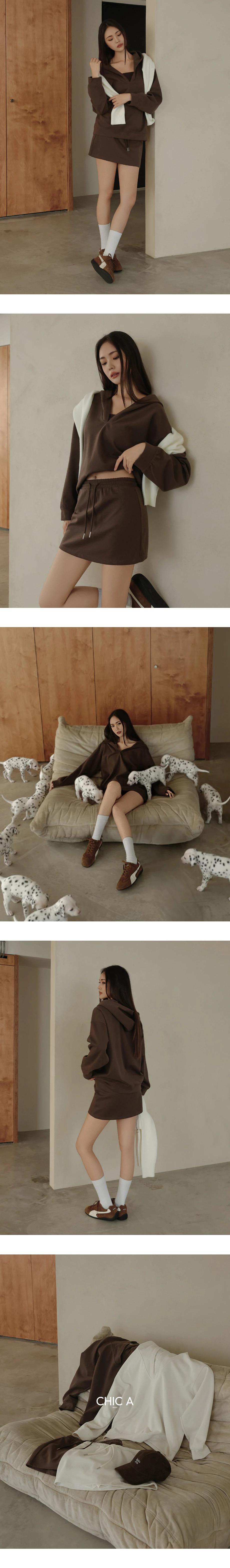 Oversized V Neck Collared Hooded Sweatshirt Oversized V Neck Collared Hooded Sweatshirt