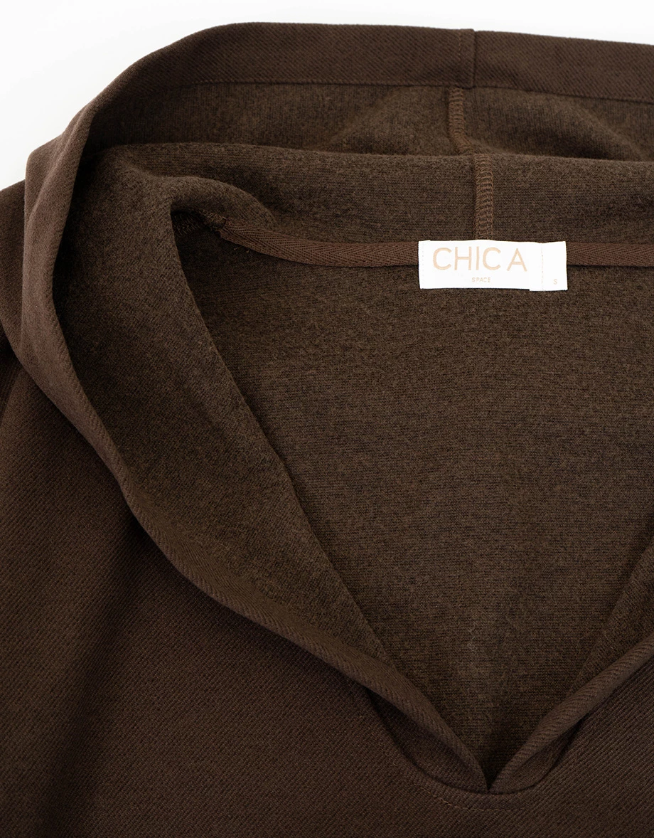 Oversized V Neck Collared Hooded Sweatshirt Oversized V Neck Collared Hooded Sweatshirt