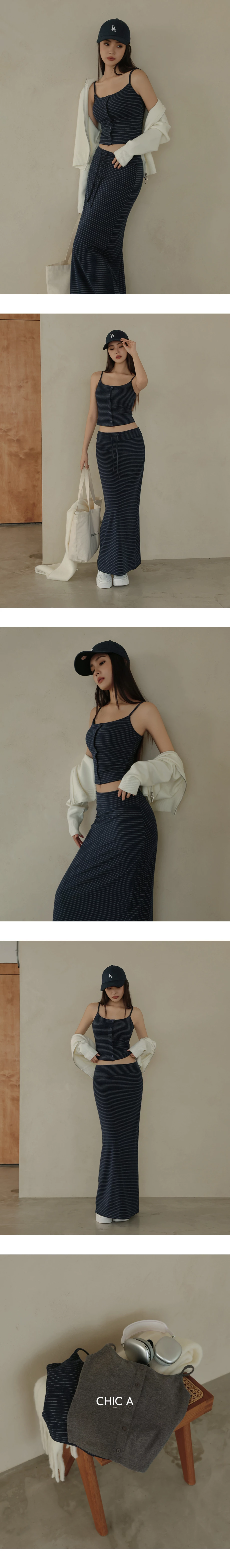 Spaghetti Strap Soft Knit Button Front Padded Camisole Top (Solid/Striped) Spaghetti Strap Soft Knit Button Front Padded Camisole Top (Solid/Striped)