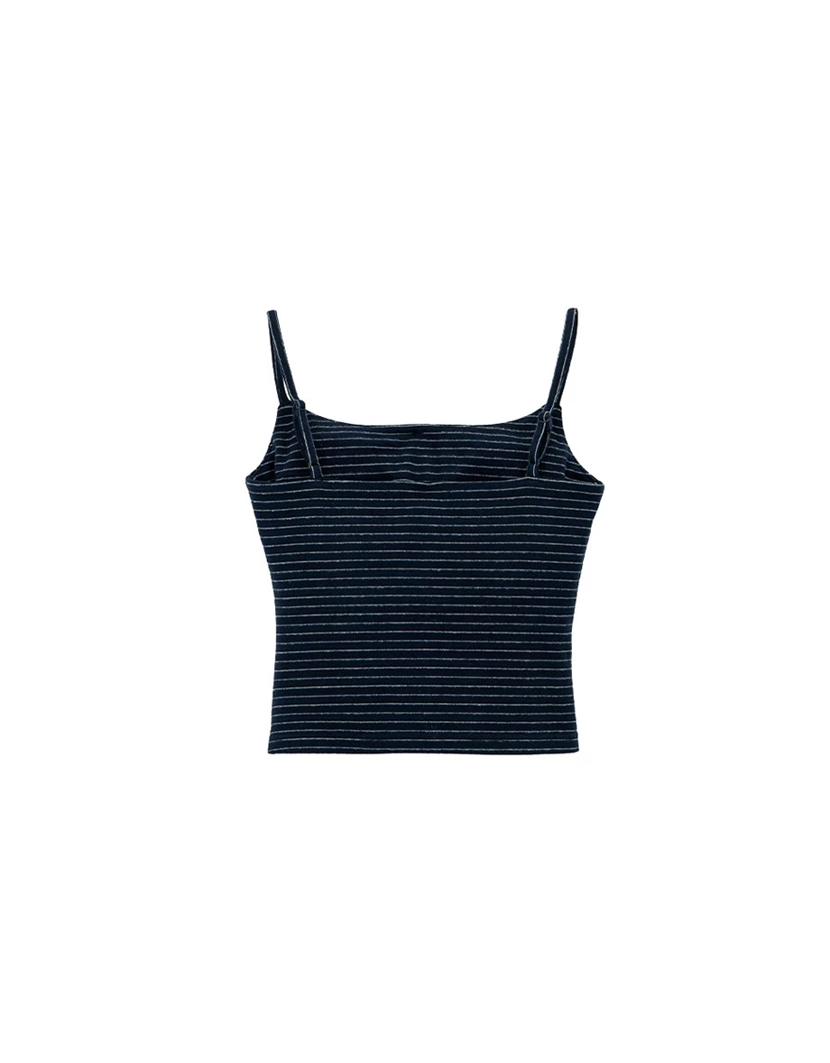 Spaghetti Strap Soft Knit Button Front Padded Camisole Top (Solid/Striped) Spaghetti Strap Soft Knit Button Front Padded Camisole Top (Solid/Striped)