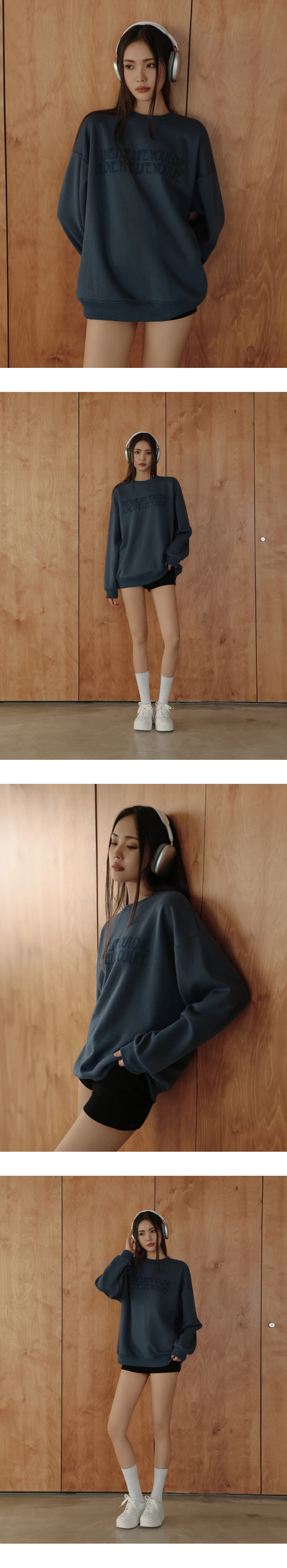 Oversized Soft Cotton Sweatshirt with Embroidered Lettering Oversized Soft Cotton Sweatshirt with Embroidered Lettering