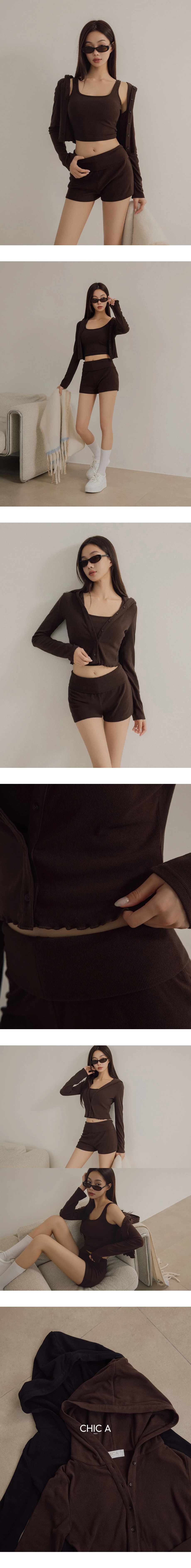 Ruffled Hem Ribbed Button Front Cropped Hooded Jacket