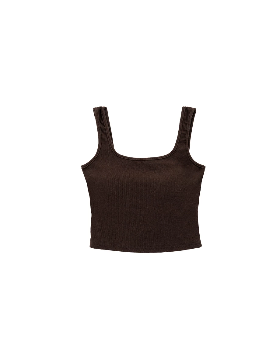 Daily Essential Ribbed Square Neck Paddded Tank Top
