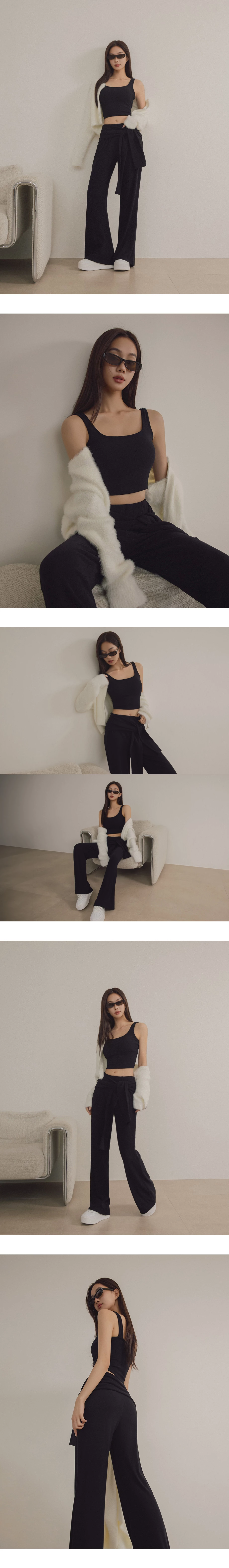 Daily Essential Ribbed Square Neck Paddded Tank Top