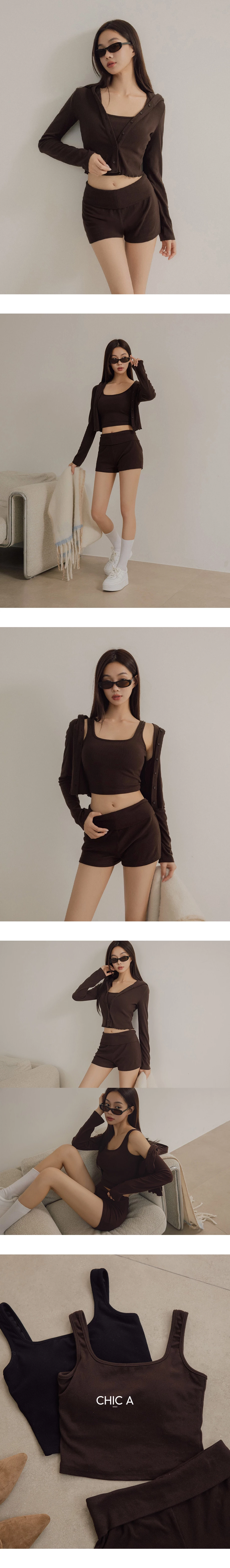 Daily Essential Ribbed Square Neck Paddded Tank Top