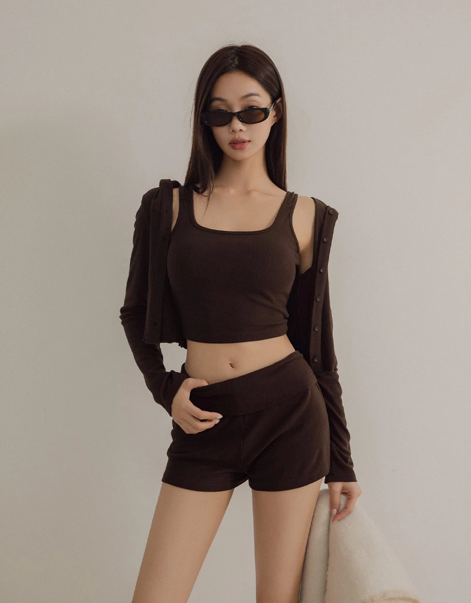 Daily Essential Ribbed Square Neck Paddded Tank Top