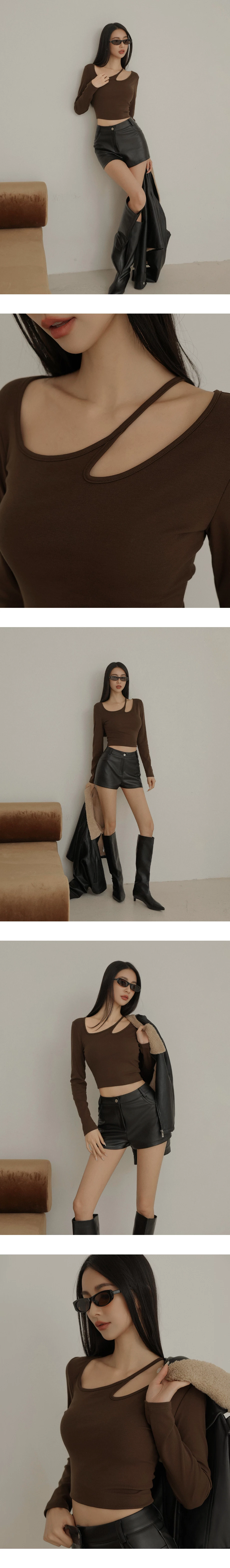 Top Crop Tencel Brushed Asimetris Cut Out