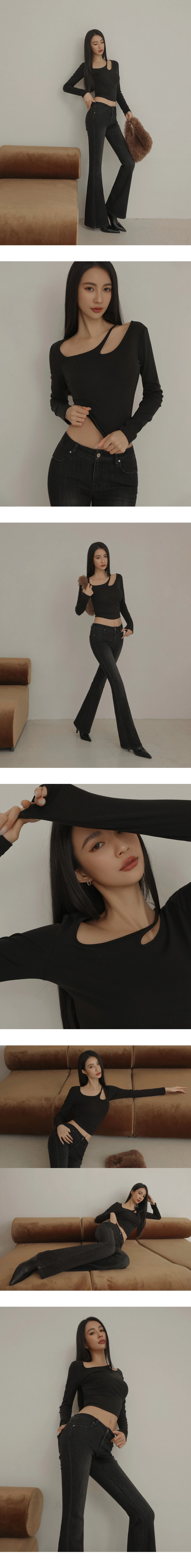 Top Crop Tencel Brushed Asimetris Cut Out