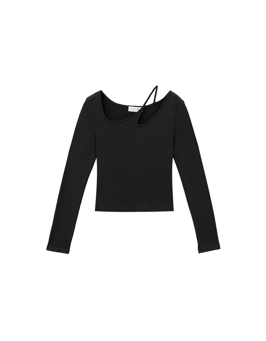 Top Crop Tencel Brushed Asimetris Cut Out