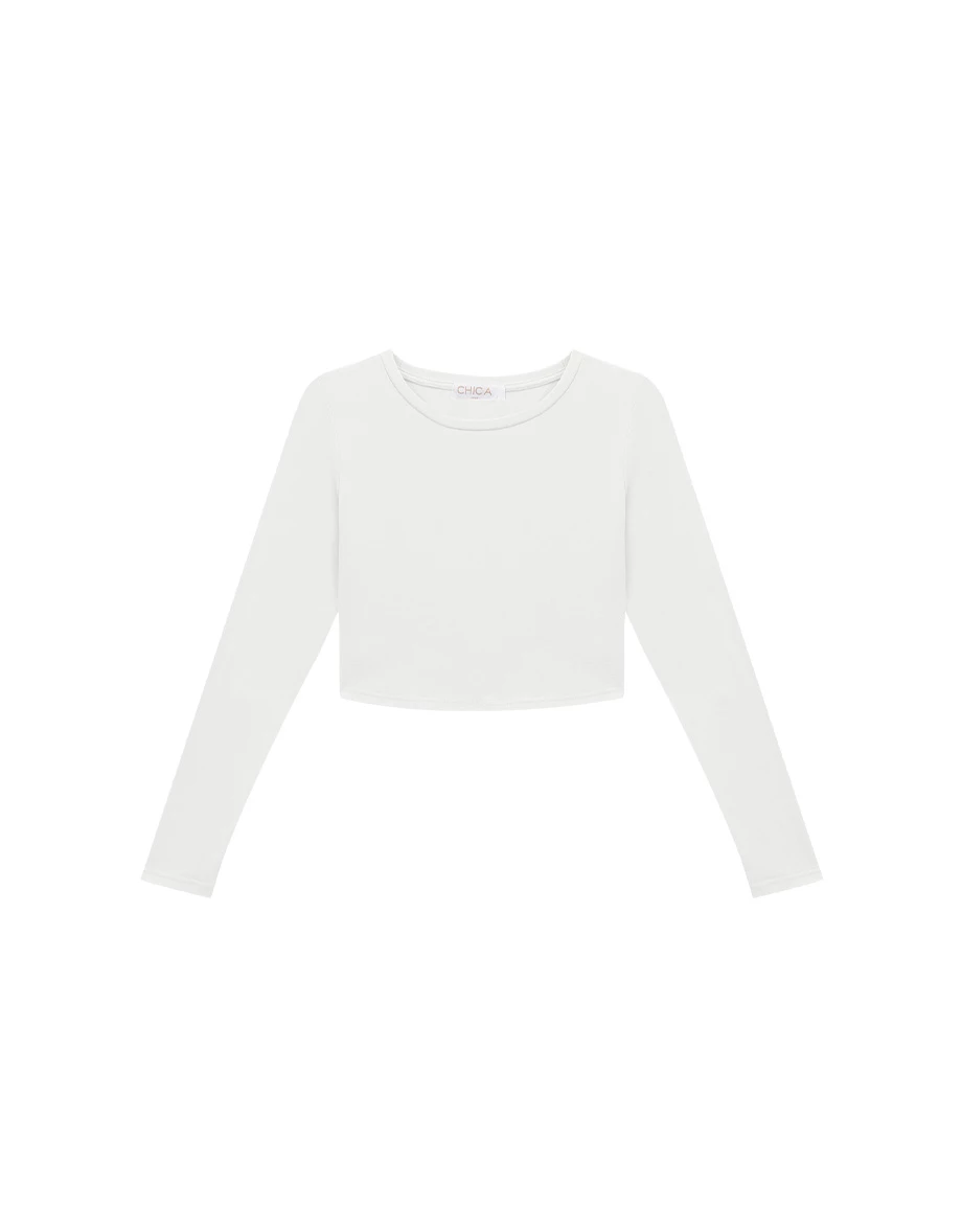 Crew Neck Long Sleeve Brushed Cropped Top