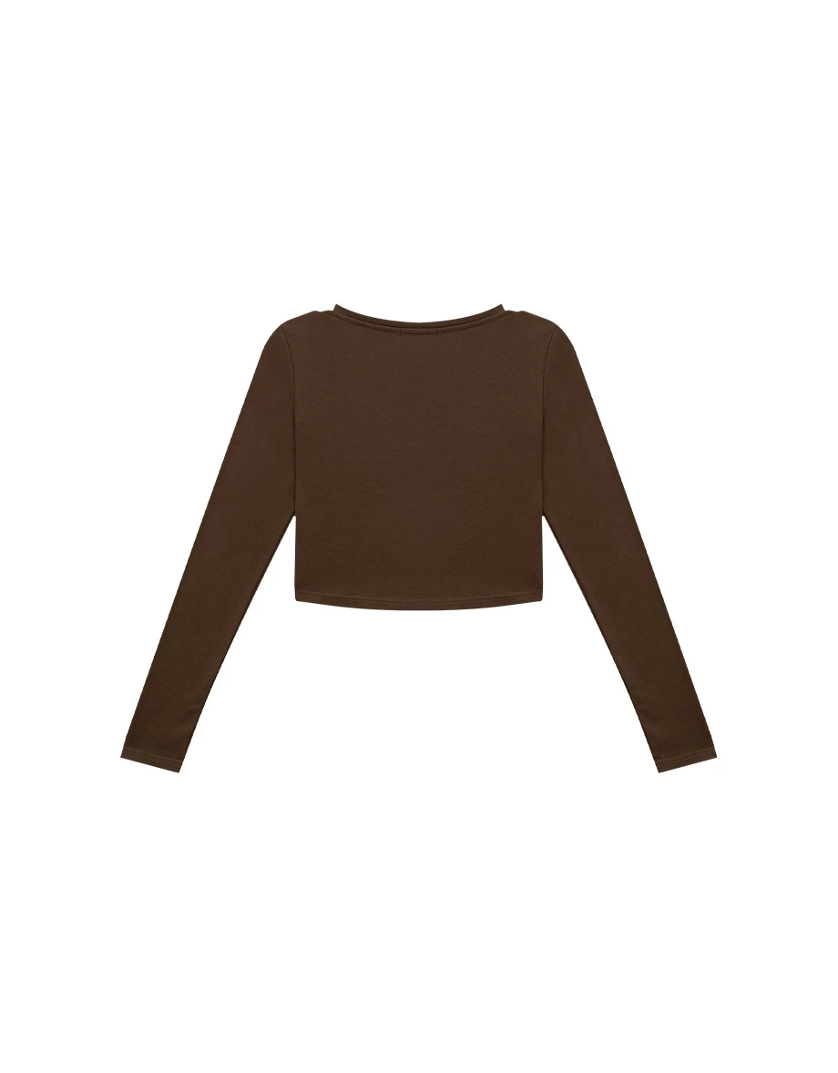 圓領長袖短版天絲磨毛上衣 圓領長袖短版天絲磨毛上衣