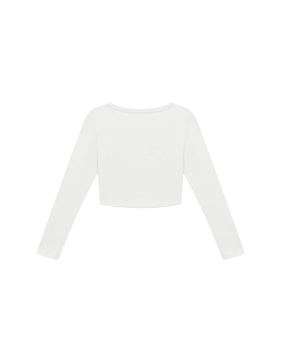 Crew Neck Long Sleeve Brushed Cropped Top