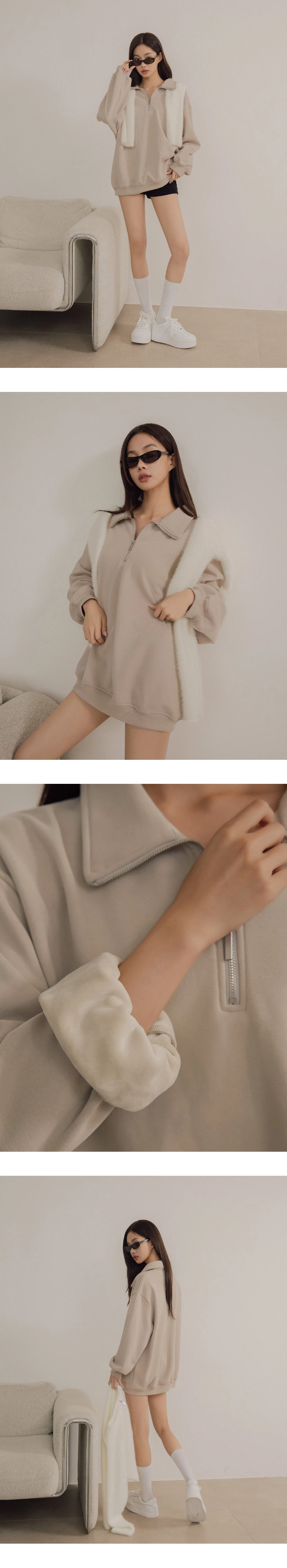 High Neck Half Zip Oversized Pullover Sweatshirt High Neck Half Zip Oversized Pullover Sweatshirt