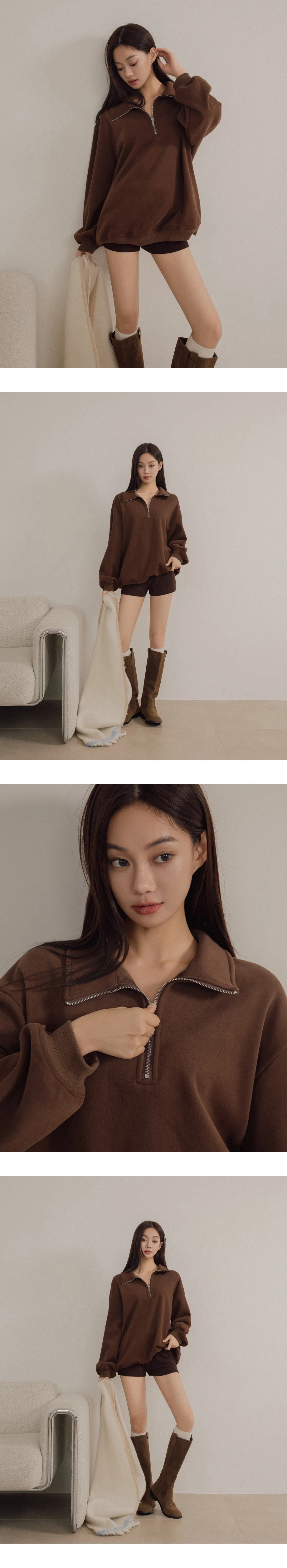 High Neck Half Zip Oversized Pullover Sweatshirt High Neck Half Zip Oversized Pullover Sweatshirt