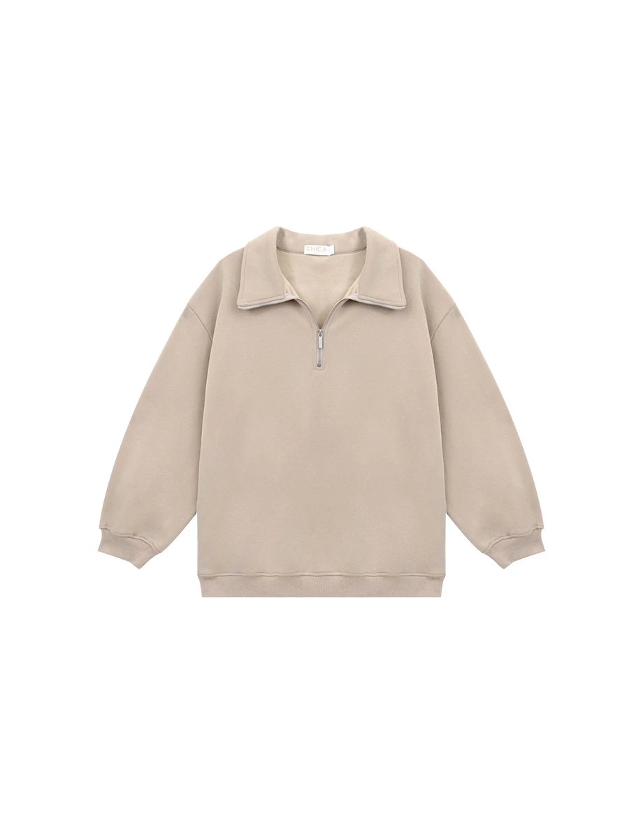 High Neck Half Zip Oversized Pullover Sweatshirt High Neck Half Zip Oversized Pullover Sweatshirt