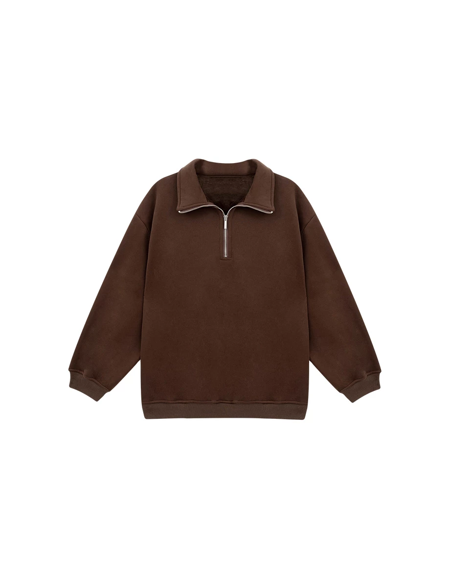 High Neck Half Zip Oversized Pullover Sweatshirt