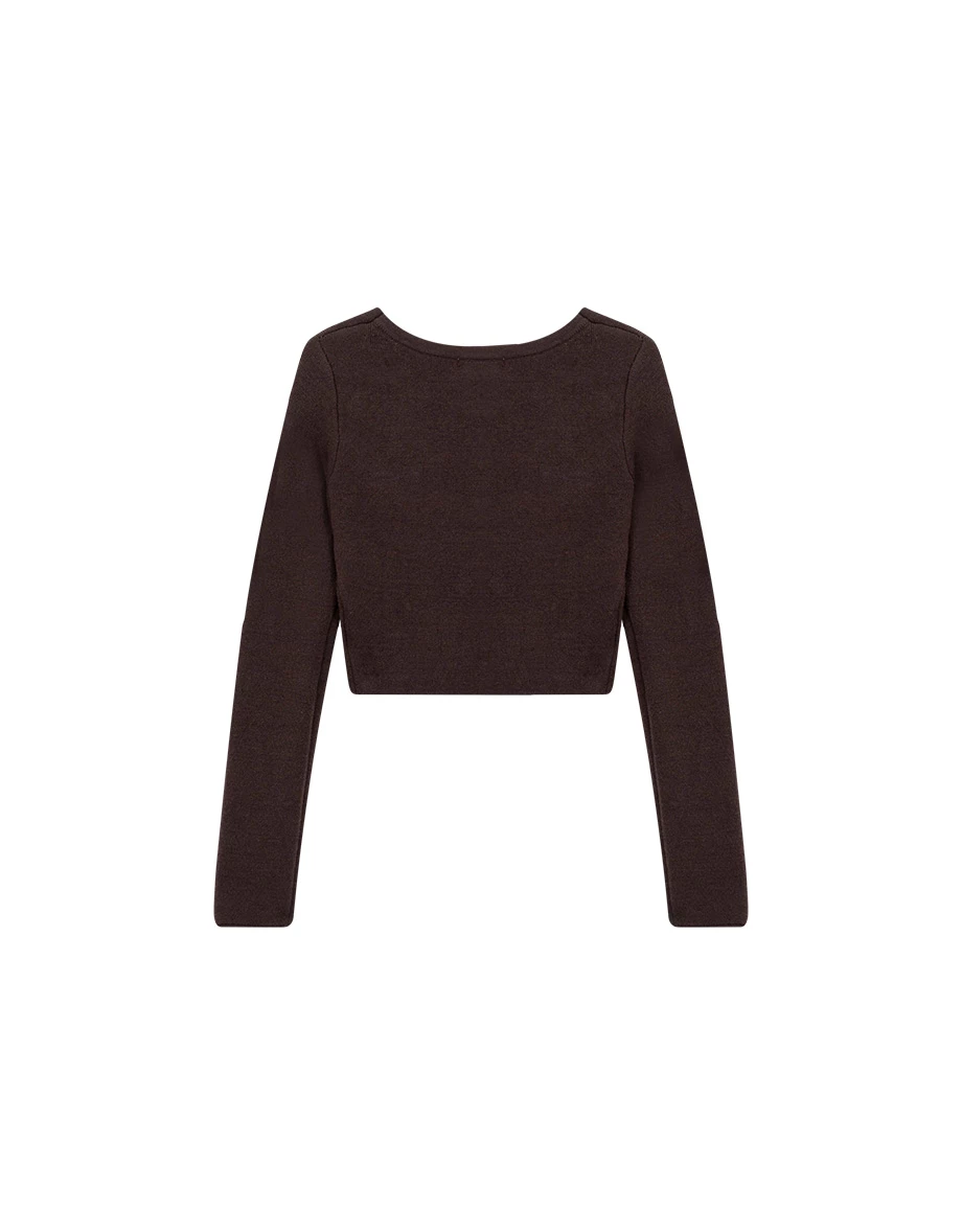 Soft Inner Fleece Ribbed Cropped Knit Top