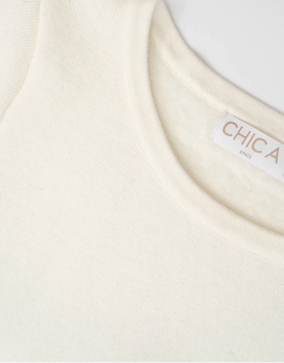 Soft Inner Fleece Ribbed Cropped Knit Top