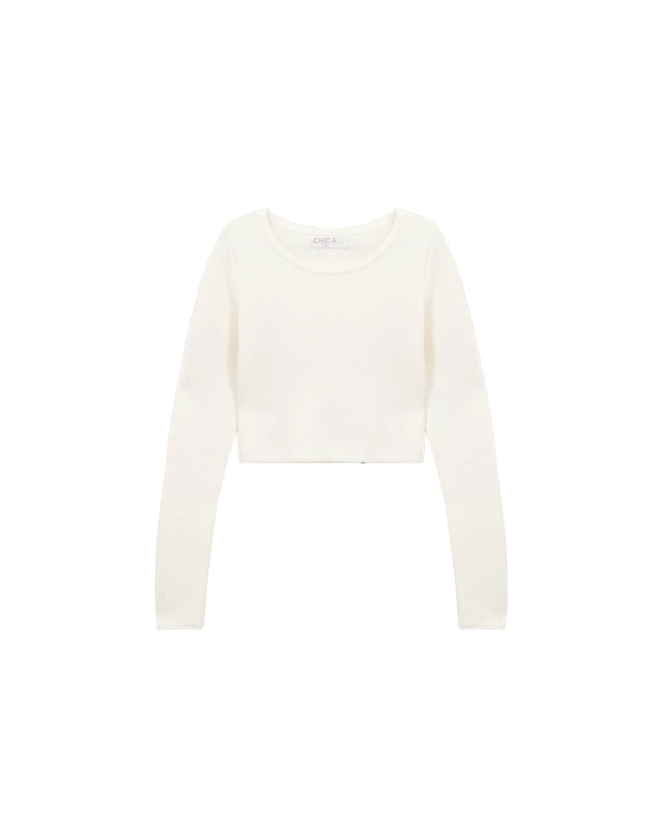 Soft Inner Fleece Ribbed Cropped Knit Top