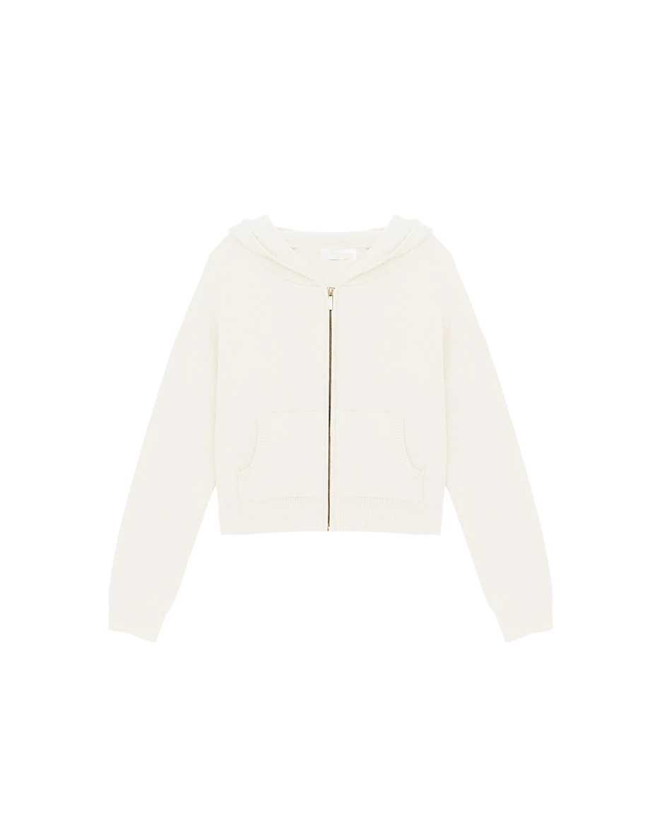 Soft Inner Fleece Hooded Zip Up Cropped Jacket