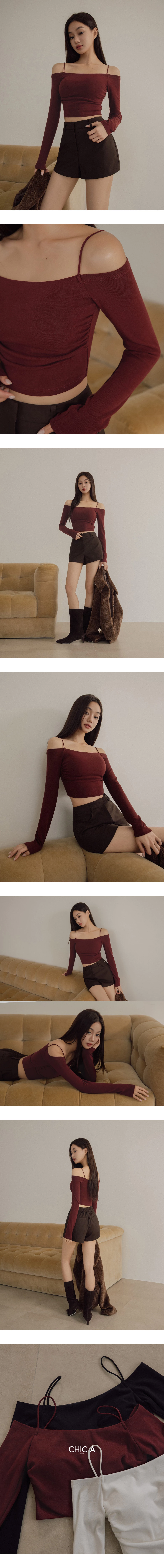 Off Shoulder Spaghetti Strap Ruched Cropped Padded Bra Top