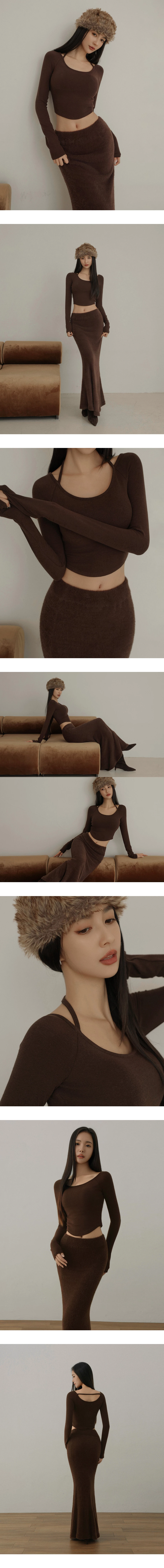 Halter Tie Long Sleeve Fitted Padded  Bra Top