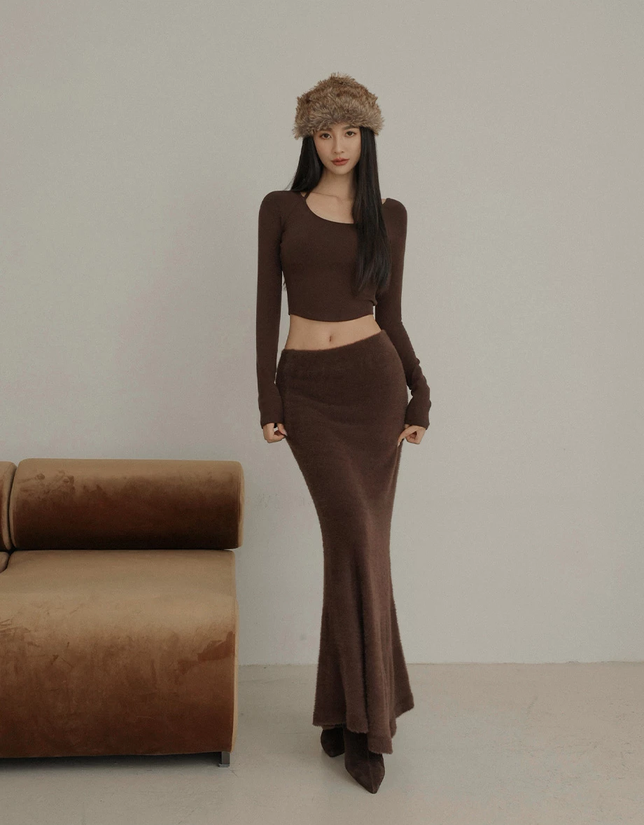 Halter Tie Long Sleeve Fitted Padded  Bra Top