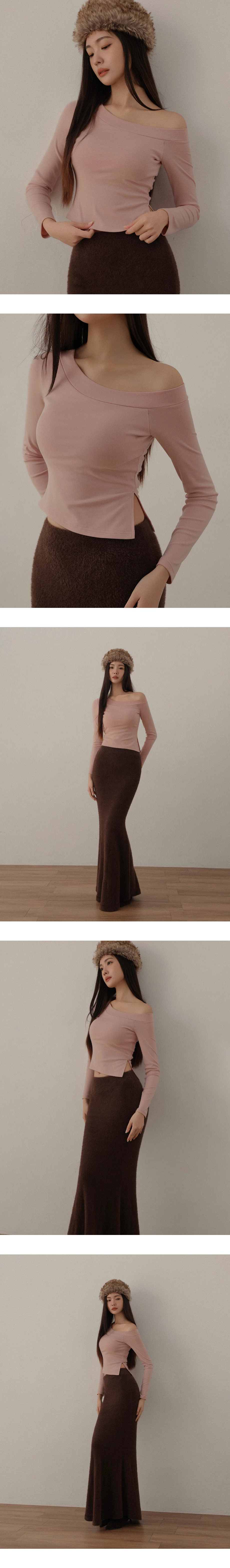 Asymmetric One Shoulder Slit Hem Long Sleeve Padded Bra Top