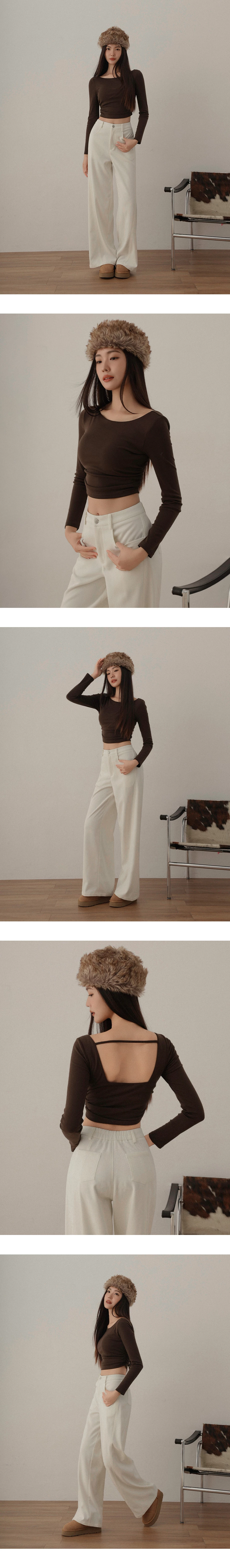 Ruched Side Open Back Long Sleeve Padded Bra Top