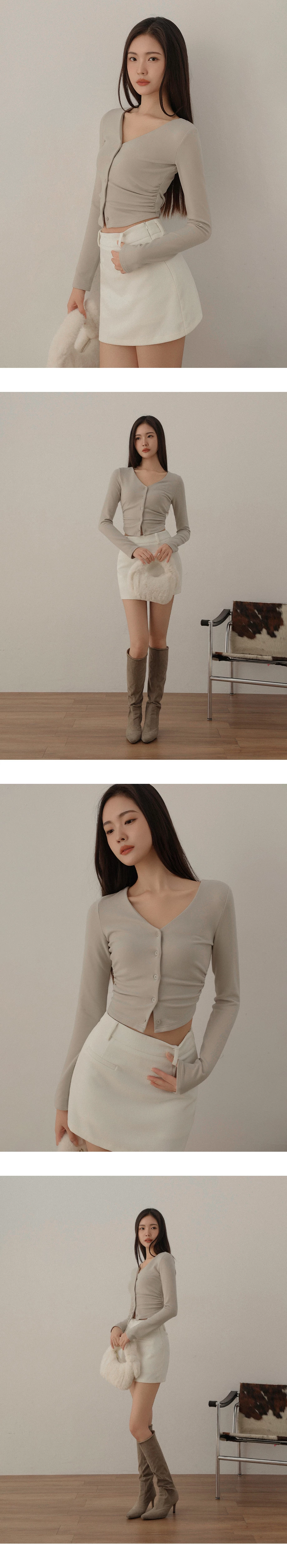 Side Ruched Fleece Lined Long Sleeve V Neck Cardigan Side Ruched Fleece Lined Long Sleeve V Neck Cardigan