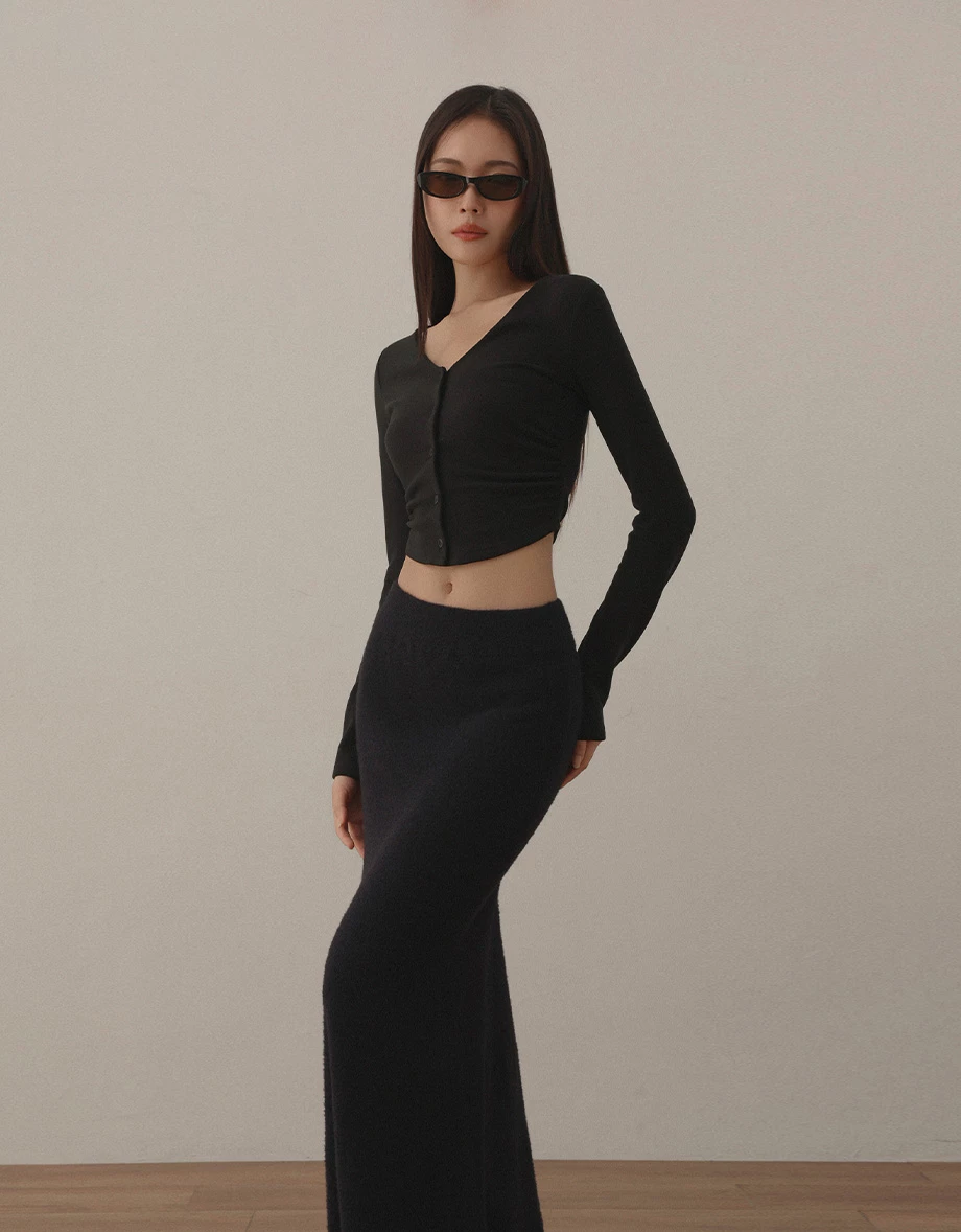 Side Ruched Fleece Lined Long Sleeve V Neck Cardigan Side Ruched Fleece Lined Long Sleeve V Neck Cardigan