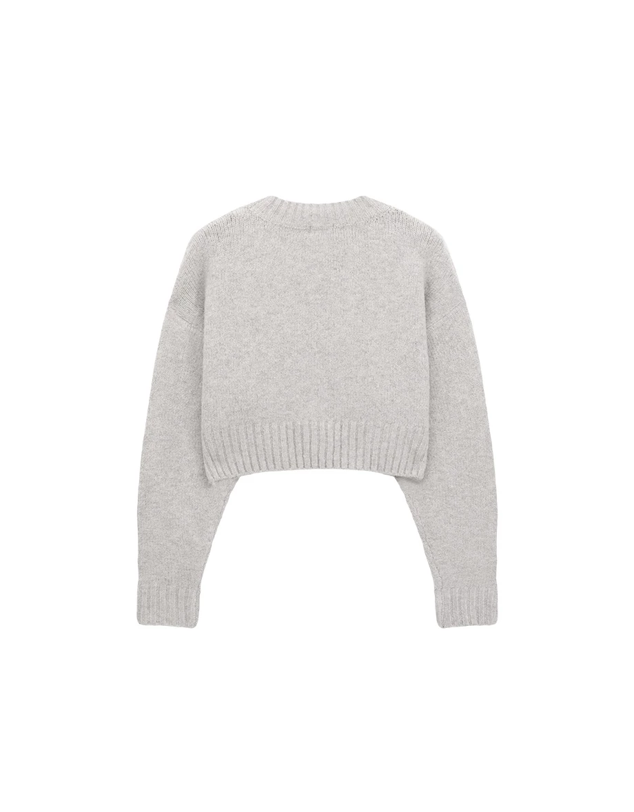 Soft Touch Fluffy Crew Neck Oversized Cropped Knit Sweater