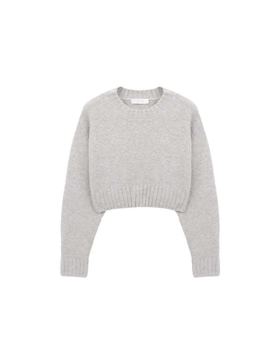 Soft Touch Fluffy Crew Neck Oversized Cropped Knit Sweater