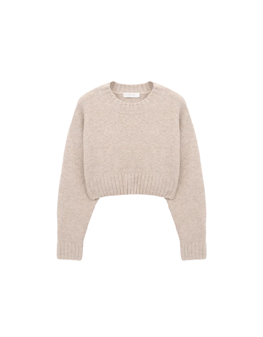 Soft Touch Fluffy Crew Neck Oversized Cropped Knit Sweater Soft Touch Fluffy Crew Neck Oversized Cropped Knit Sweater