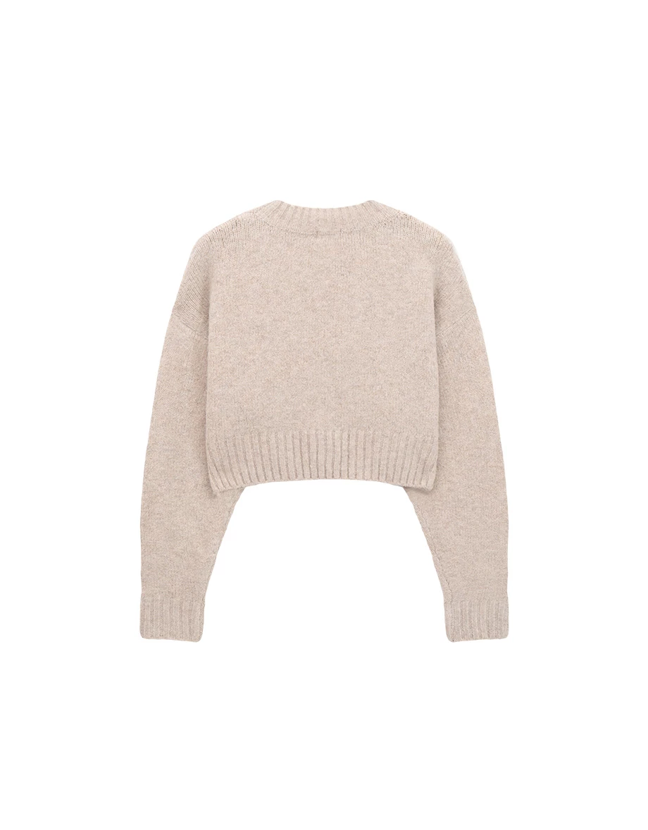 Soft Touch Fluffy Crew Neck Oversized Cropped Knit Sweater Soft Touch Fluffy Crew Neck Oversized Cropped Knit Sweater