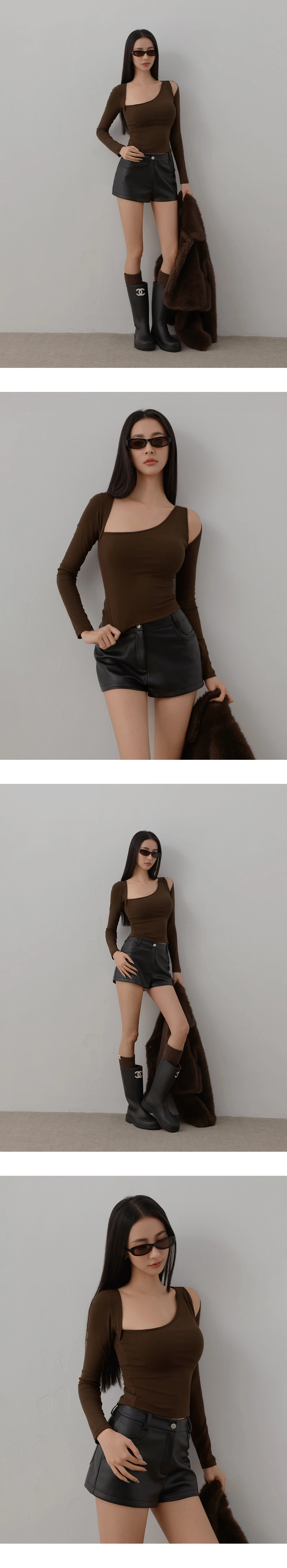 Asymmetric One Shoulder Cut Out Long Sleeve Padded Bra Top