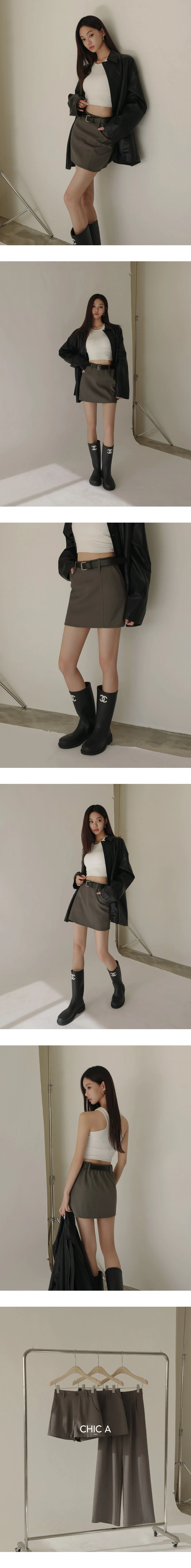 High Waist Tailored A Line Mini Skirt (with Belt)