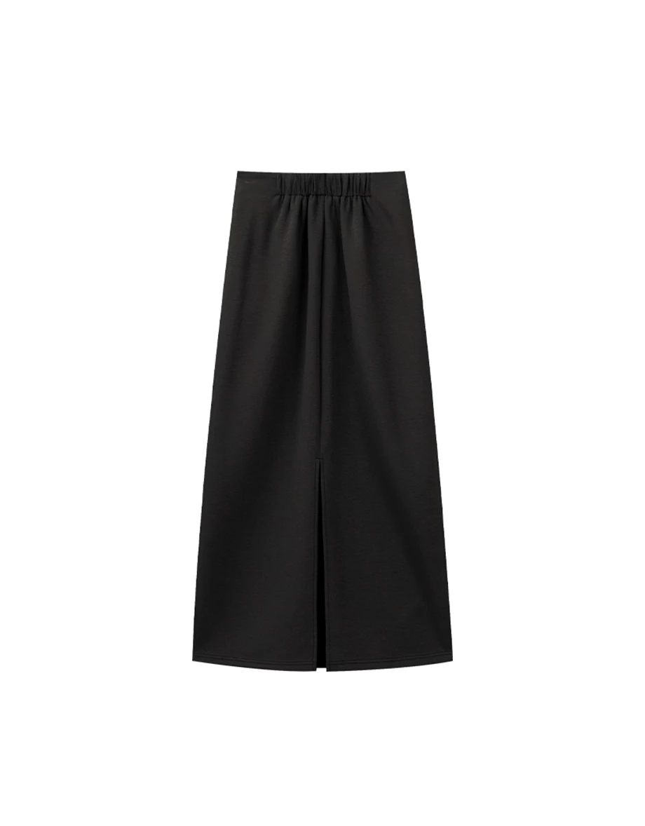 Soft Stretch Cotton Basic High Waist Jersey Maxi Skirt