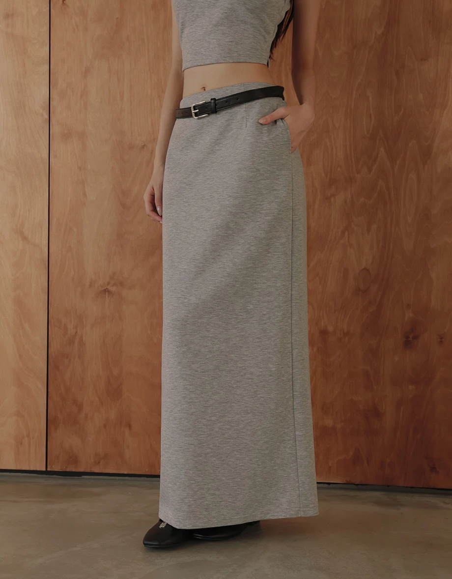 Soft Stretch Cotton Basic High Waist Jersey Maxi Skirt