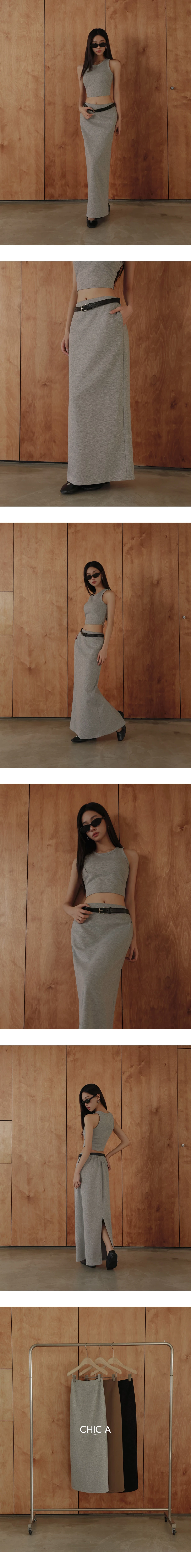 Soft Stretch Cotton Basic High Waist Jersey Maxi Skirt