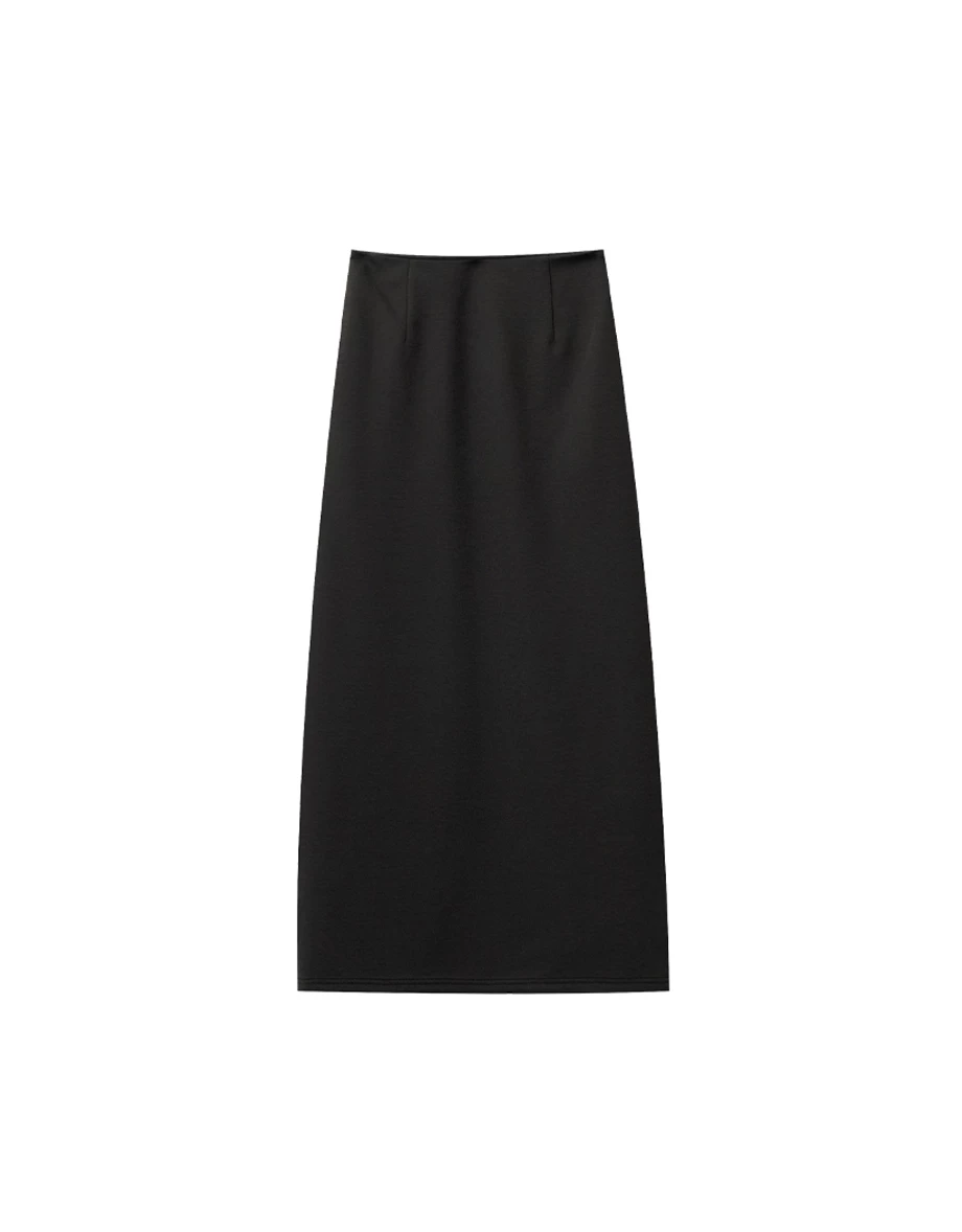 Soft Stretch Cotton Basic High Waist Jersey Maxi Skirt