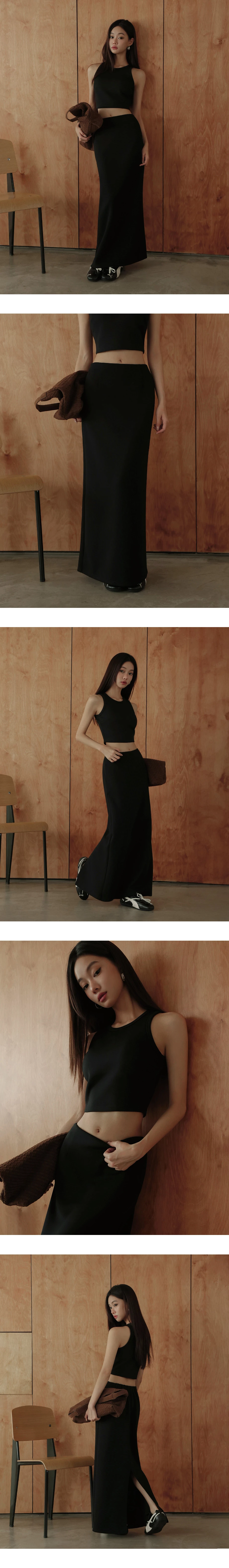 Soft Stretch Cotton Basic High Waist Jersey Maxi Skirt