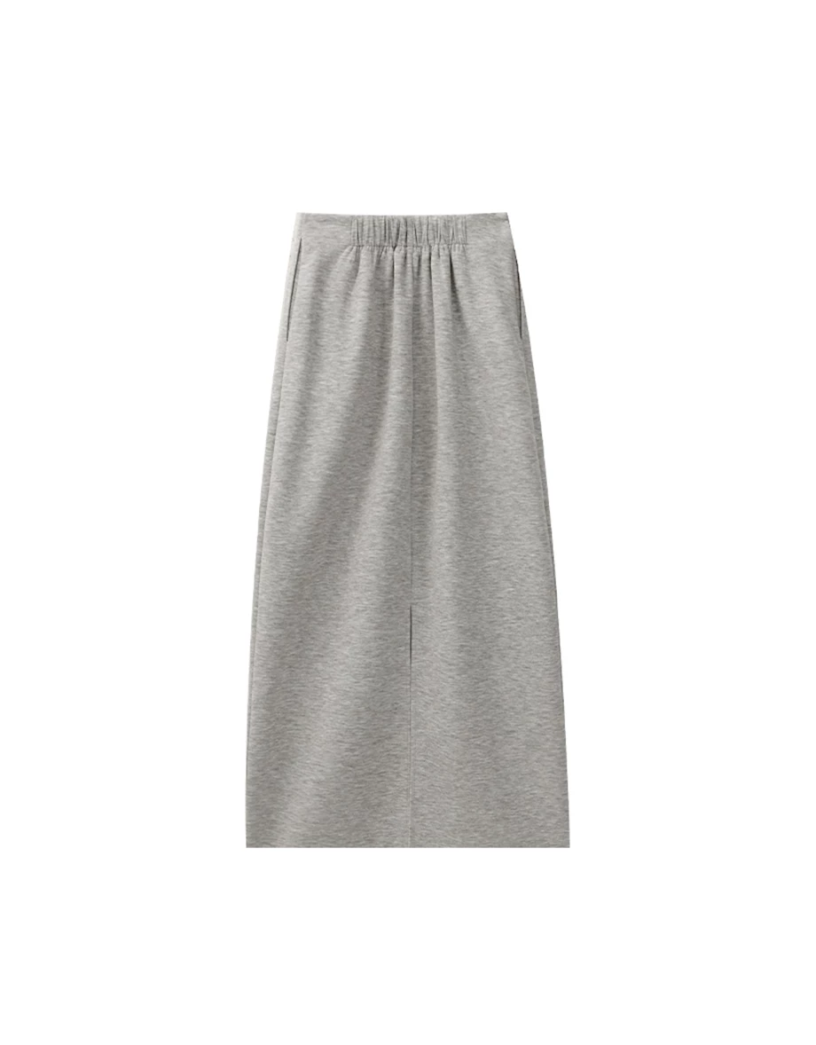 Soft Stretch Cotton Basic High Waist Jersey Maxi Skirt