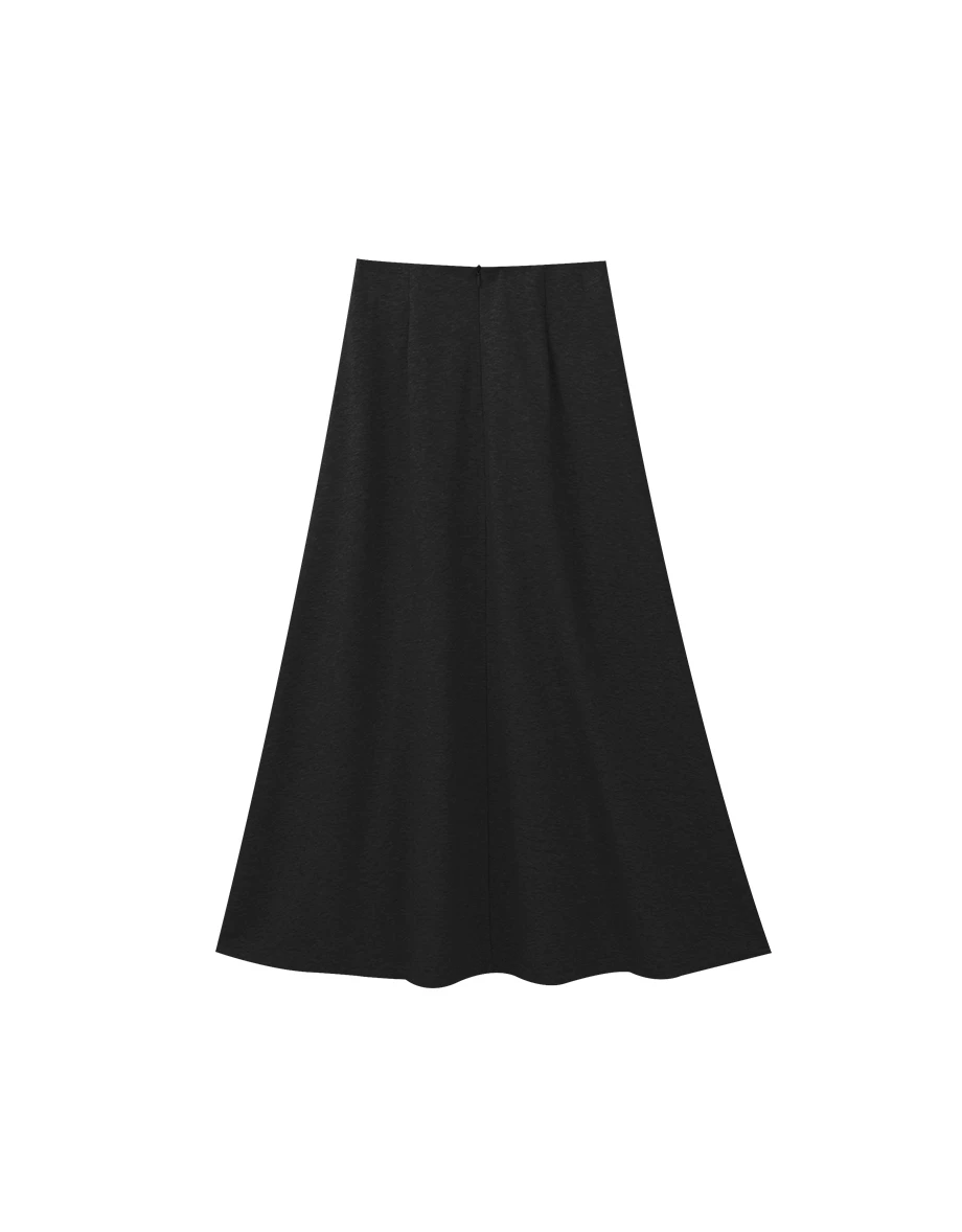 Front Slit Cotton Blend Maxi Skirt