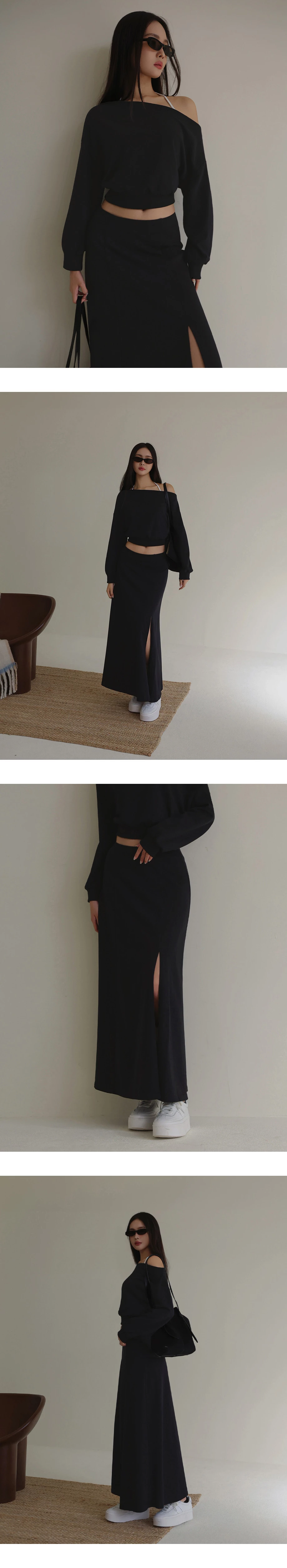 Front Slit Cotton Blend Maxi Skirt Front Slit Cotton Blend Maxi Skirt